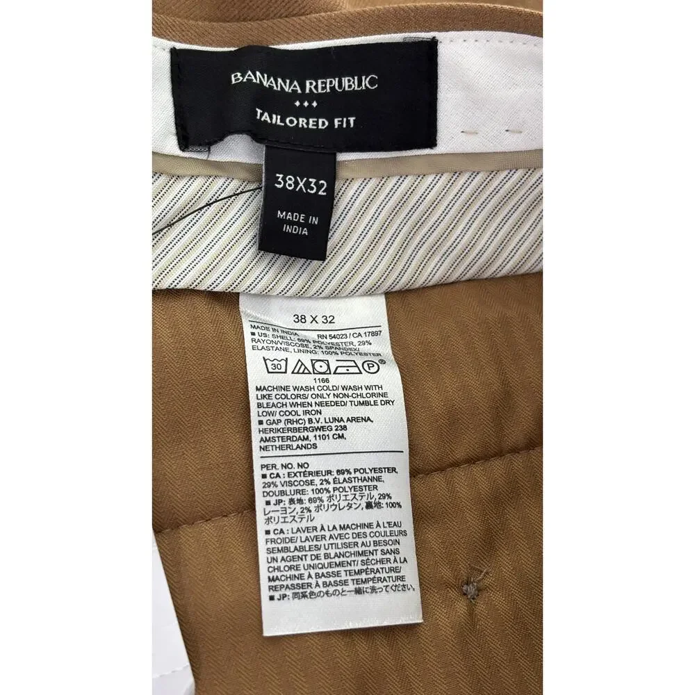 Banana Republic Tailored Fit Suit Trouser Pant Camel Mens Size 38x32 New